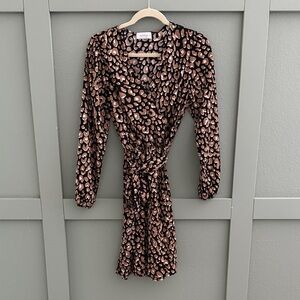 Kaileigh Brand Leopard Print Long Sleeve Dress - Medium